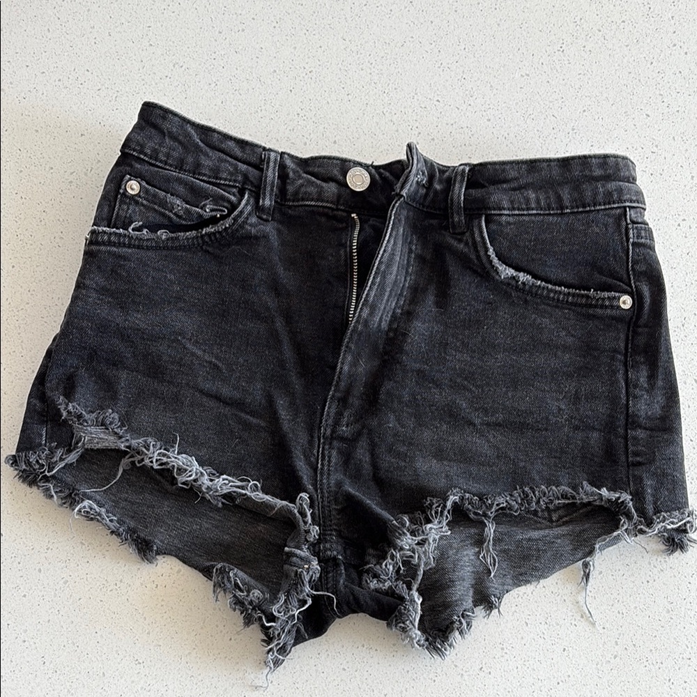 Women's Black Distressed Denim Shorts